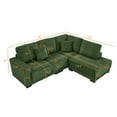 thumbnail image 4 of Modern L-Shaped Sectional Sofa, 3 Seats Corduroy Upholstered Modular Couch With Convertible Chaise Lounge For Living Room Office Apartment, 4 of 13