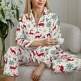 thumbnail image 6 of Salouo Vintage Christmas Reindeer Pattern Women's Pajamas Set Long Sleeve Button Down Sleepwear Soft Pj Lounge Sets for women 2 Piece Pjs Set with Long Pants-Large, 6 of 7