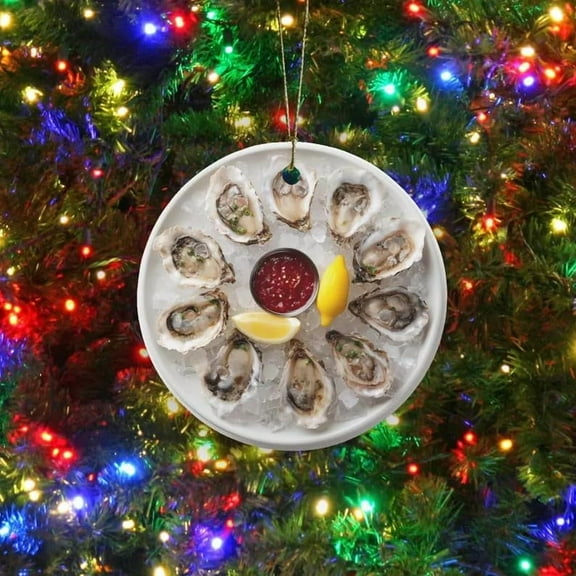 Taicans Oyster Christmas Tree Ornament Hanging Decorations - 2D Holiday Tree Decor,Coastal Theme,Christmas Tree Hanging Ornaments,Unique Xmas Decor,1 Piece‌