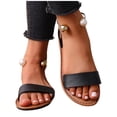 thumbnail image 5 of Xucatan Women's Flat Ankle Strap Sandals, Adjustable Buckle Wide Band Summer Shoes, Elastic Heel Support Low Heel Footwear, Versatile Solid Color Design for Spring Outdoor Gift, 5 of 9