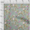thumbnail image 1 of oneOone Georgette Viscose Dusty Green Fabric Flower & Leaves Watercolor Quilting Supplies Print Sewing Fabric By The Yard 42 Inch Wide, 1 of 4