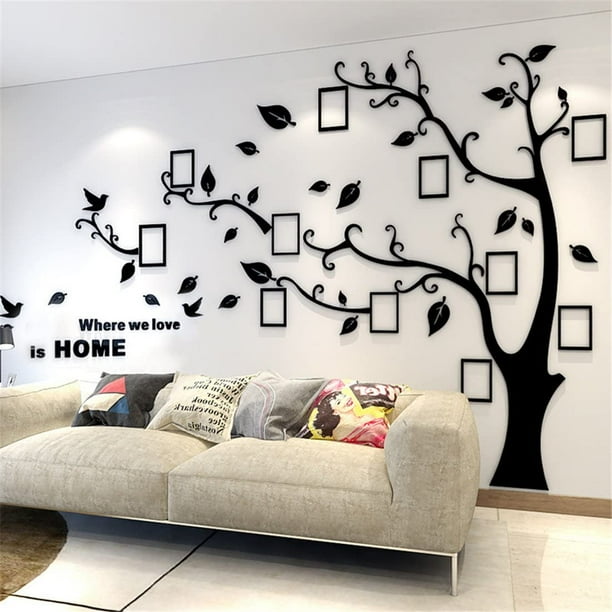 DIY 3D Pegatinas de pared de árbol Pegatinas de pared de árbol Decoraciones artísticas para sala de estar Dormitorio (Negro izquierdo, M: 150 * 210 CM) Rojo Verde Cocina, Decoración y Otros