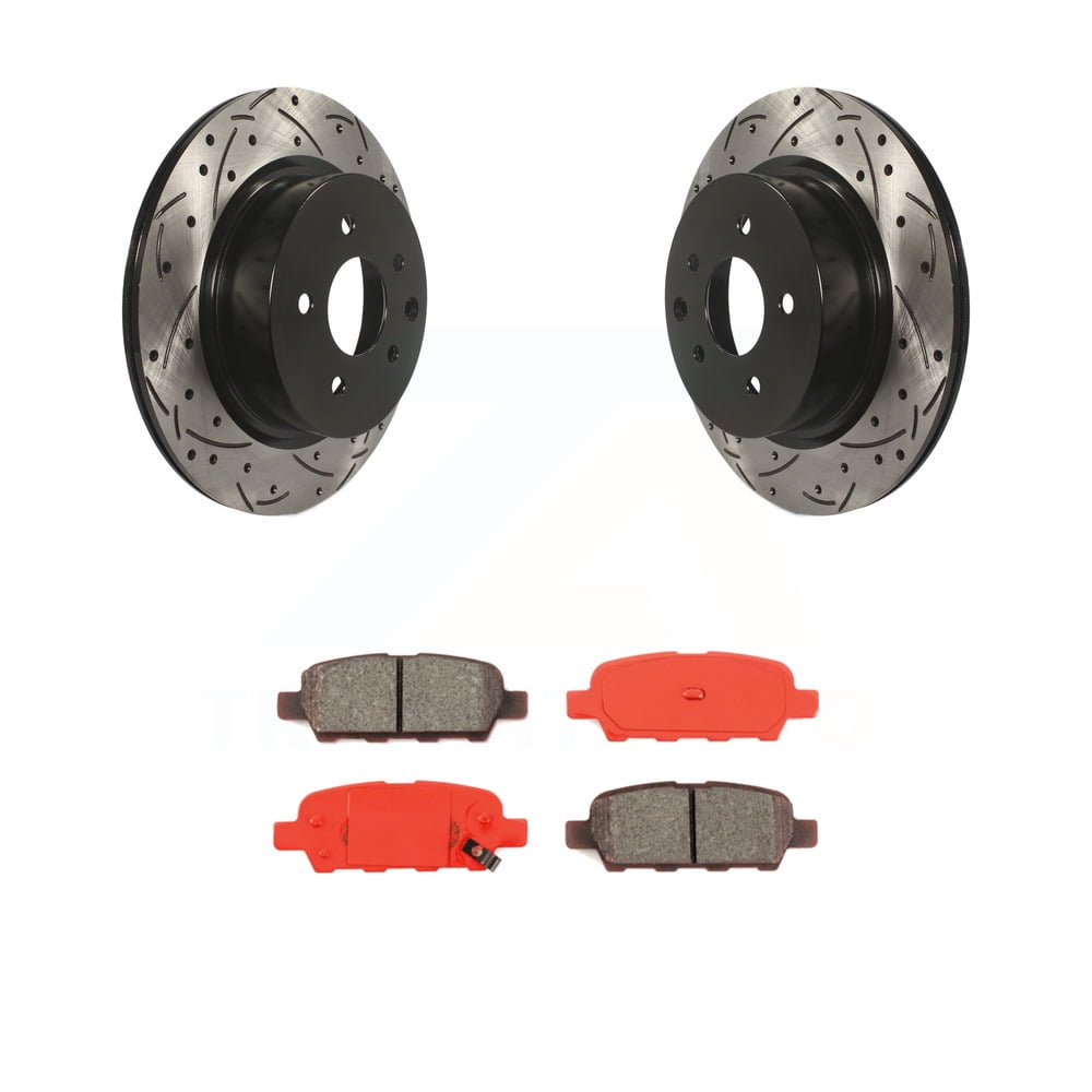 Rear Coated Drilled Slotted Disc Brake Rotors And SemiMetallic Pads