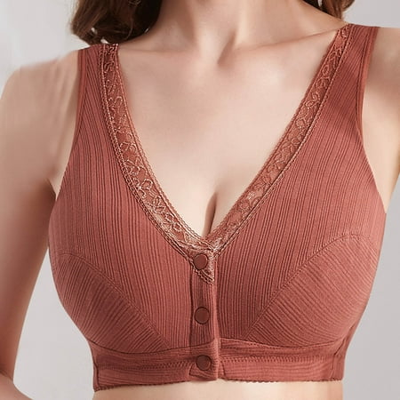 

GATXVG Front Closure Plus Size Seamless Wirefree Bra Full-Coverage Comfort Cotton Bralette Lightly Lined Convertible Comfort Bra for Everyday Wear Breastfeeding Bra