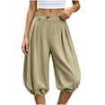 thumbnail image 5 of Vhkiploz Summer Board Shorts for Women's Pleated Everyday Bermuda Shorts Solid Color Beachwear Elastic Hem Wide Leg Running Shorts, 5 of 9