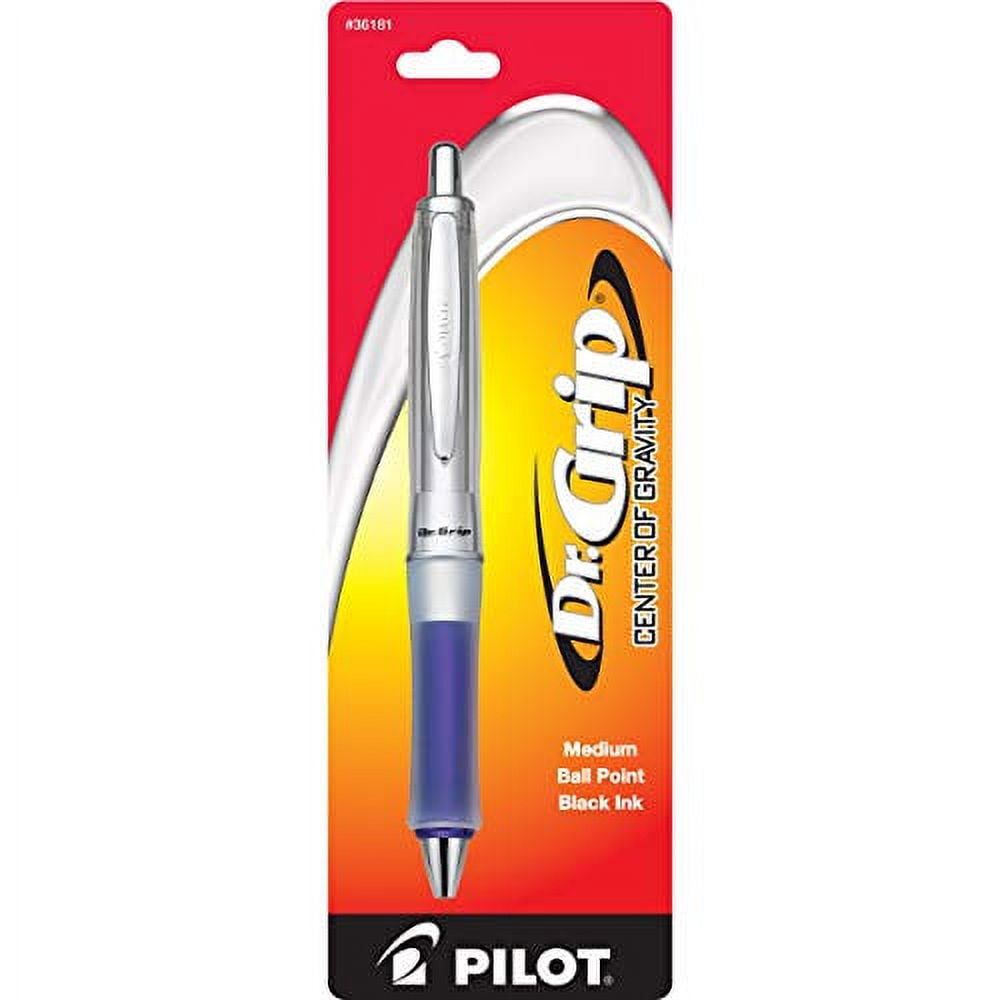 4 PENS: Pilot Dr. Grip Center of Gravity Retractable Ballpoint Pen, Medium Point, Blue Barrel with Black Ink (36181)