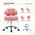 thumbnail image 3 of DeeHome Teddy Velvet Makeup Pink Home Office Chair Bling Desk, Nail Desk for Women,Vanity Chair, Adjustable Height, Rolling Wheels, 3 of 9