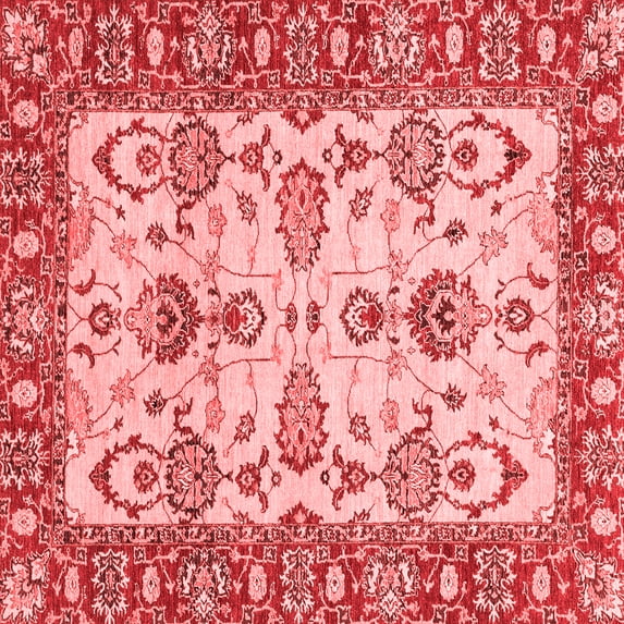 Ahgly Company Machine Washable Indoor Square Oriental Red Modern Area Rugs, 5' Square