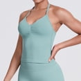 thumbnail image 5 of Sokhug Womens Halter Tank Tops Longline Strappy Top with Built-in Bra V Neck Backless Gym Workout Camis with Adjustable Strap, 5 of 8
