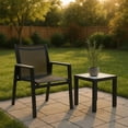 thumbnail image 3 of Meridian Furniture Nizuc Chaise de Salle à Manger d'Extérieur Noire pour Patio avec Accoudoirs (Ensemble de 2), 3 of 9