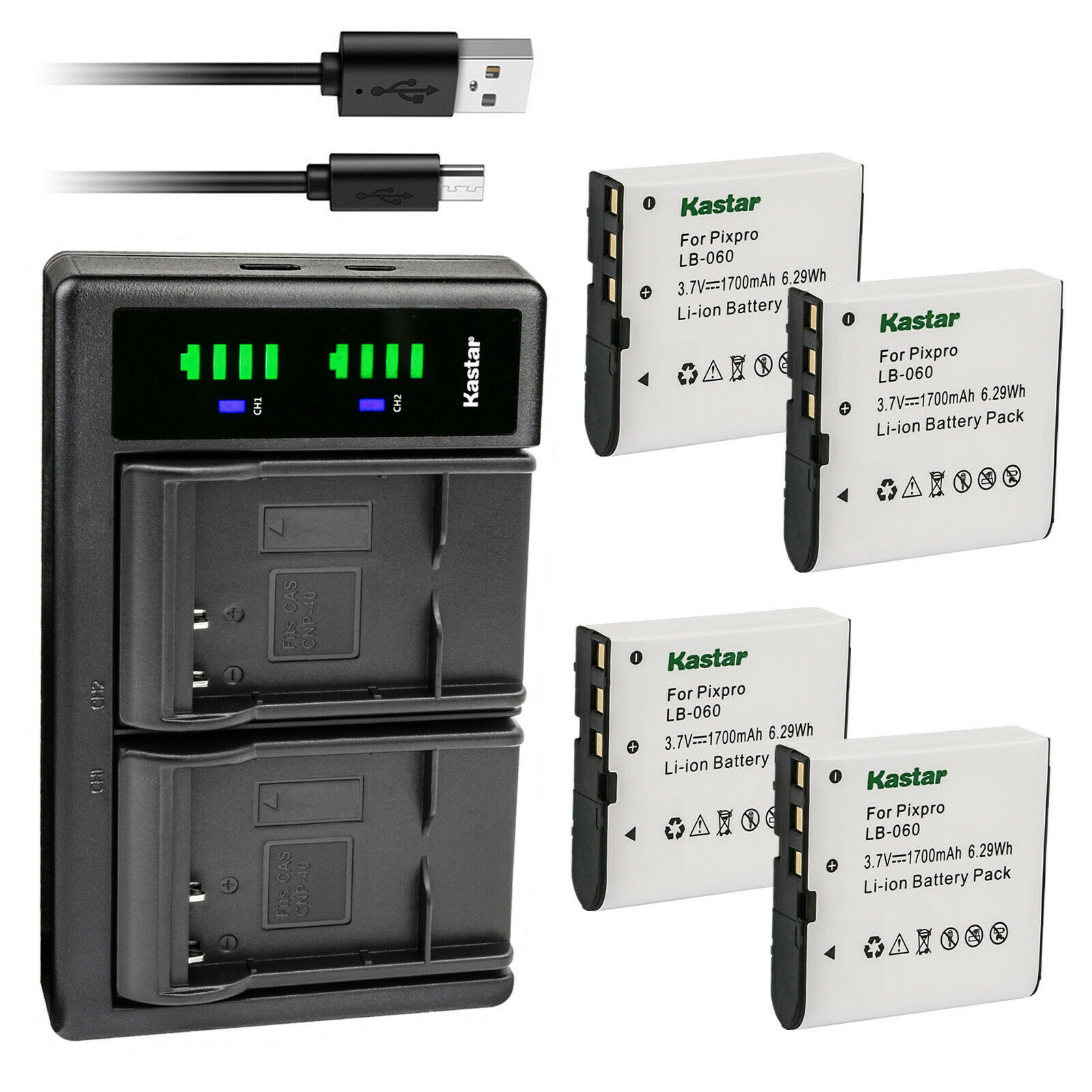 Chargeur CELLONIC Pour Batteries LB-050 LB-052 - Charge Rapide, écran LCD, Compatible Appareils Photo