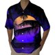 thumbnail image 1 of Camisas Negras Para Hombre Camisa de estilo casual de manga corta para hombre Camisa de solapa con botones con estampado 3D de puesta de sol de junto al mar Cárdigan de manga corta (Black, XL), 1 of 4