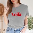 thumbnail image 2 of TSADFHJI Chemise à Manches Longues pour Femmes T-Shirt à Manches Courtes Col Rond Imprimé Lettre Mode Décontractée Couleur Unie Gris, 2 of 4