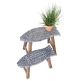 thumbnail image 1 of Kalalou CMN1228 Set of Two Wooden Fish Stools, Grey, 1 of 3