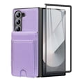 thumbnail image 2 of ELEHOLD Slim Faux Leather Case for Samsung Galaxy Z Fold 4, PU Leather Card Holder Flip Stand Shockproof Wallet Case With Front Tempered Glass for Samsung Galaxy Z Fold 4,Purple, 2 of 10