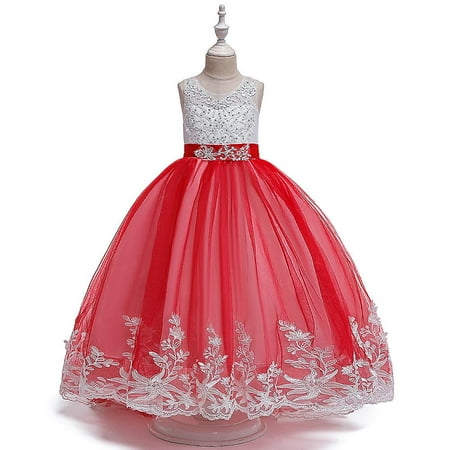 New Girls Dress Princess Dress Embroidered Girls Wedding Dress Long Bow Bow  Tail Evening Dress For 4-15 Year Old Girl | Walmart Canada
