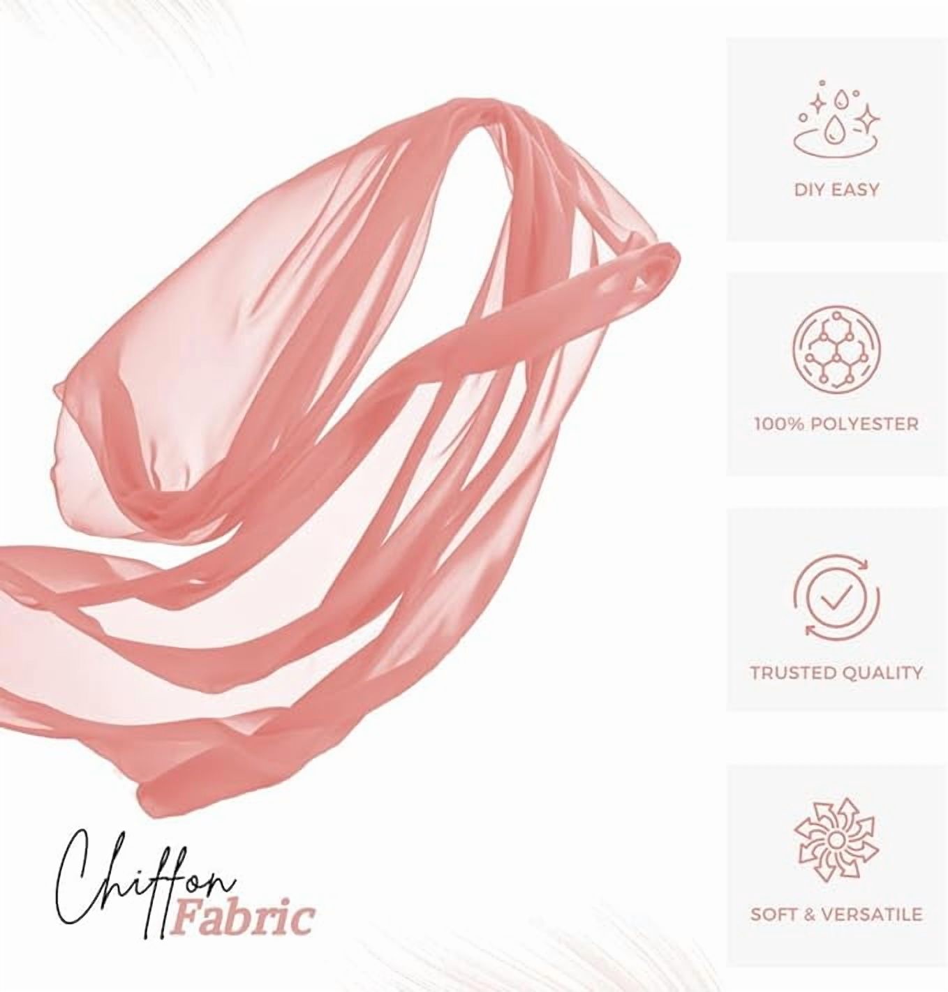 FabricLA 100% Polyester Chiffon Fabric - 58/60" Inches (152 CM) Wide - Lightweight Chiffon Sheer Fabric - Perfect for Venue, DIY & Wedding Decorations - Chiffon Fabric By The Yard – Apparel