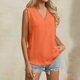 thumbnail image 2 of OSOLU Women Sleeveless Ruffled V-Neck Tops Summer Linen Tank Tops Solid Color Edge Hem Camisoles Shirts Trendy Dailywear, 2 of 6