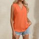 thumbnail image 1 of MKLEKYY Playeras Camisolas De Lino Sin Mangas Con Cuello En V Y Volantes Para Mujer, De Verano, Con Dobladillo Y Borde De Color Liso Talla XXL, 1 of 3