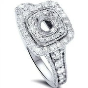 Pompeii 1ct Double Cushion Halo Diamond Engagement Setting 14K White Gold (G/H,SI1-SI2)