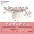 thumbnail image 6 of Miallo Gold Bridal Hair Comb with Marquise Rhinestones, Sparkling Crystal Leaf Wedding Headpiece, Decorative Hair Jewelry Set for Brides and Prom, 6 of 8