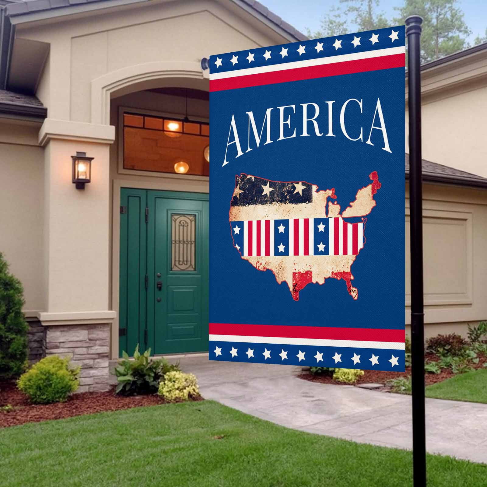 4th of July Garden Flags America 250 Years Garden Flag Double Sided Welcome Flag USA Map Patriotic Star Stripes Independence Day Yard Flags for Outdoor Lawn Porch Memorial Day Decor 28x40 Inch