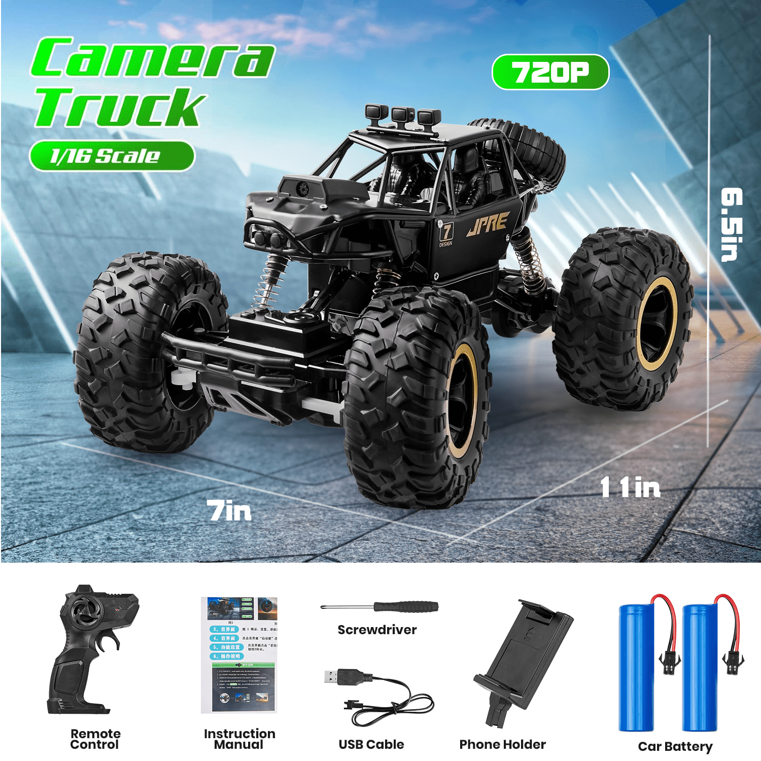 Zacro 1:16 Scale RC Car, 720P FPV Camera, High Speed Off-Road