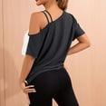 thumbnail image 4 of Timegard Summer Tops for Women 1 Shoulder Front Knot Short Sleeve Color Block Casual Loose Shirt Tops, 4 of 4