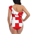 thumbnail image 5 of Rateoe Red Cross 1 Pattern Women One Piece Swimsuits Tummy Control One Shoulder Bathing Suits Ruffle Swimwear-Large, 5 of 6