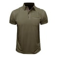 thumbnail image 4 of FhsagQ Men's Shirts Men's Shirts Tops Multipack Male Spring Short Sleeve Solid Color Pocket Letter Stripe Stitching Sleeve Top Mens Shirts Trunks Super Fit Mens Shirts String Green XXL, 4 of 6