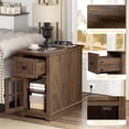 thumbnail image 3 of FAGAGA End Table for Living Room Set of 2,Farmhouse Nightstand with Drawer for Bedroom,Dark Walnut, 3 of 8