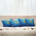 thumbnail image 3 of Ambesonne Turtle Throw Pillow Cover 4 Pack, Blue Waters Swimming, 20", Blue Yellow Dark Brown, 3 of 6