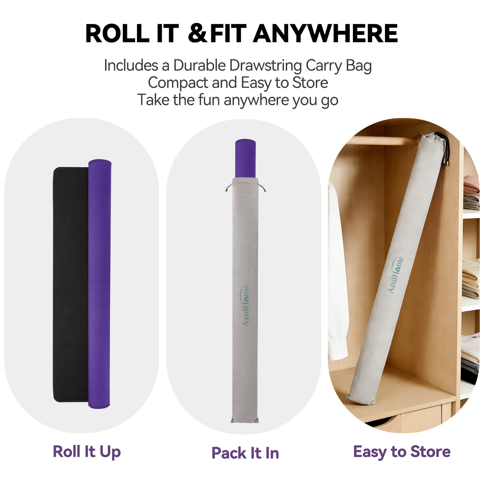 Noise Reducing Anti-Slip Table Cover Pad | Portable Game Mat for Mahjong, Poker, Cards, Dominoes with Carry Bag (Purple)