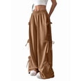 thumbnail image 3 of Women'S Loose Sweatpants Elastic Waist Casual Wide Leg Pants with Pockets Y2K Travel Pants Brown M, 3 of 7