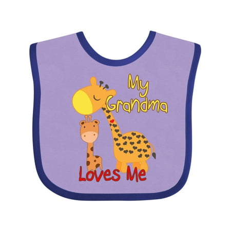 

Inktastic My Grandma Loves Me Giraffe Boys or Girls Baby Bib