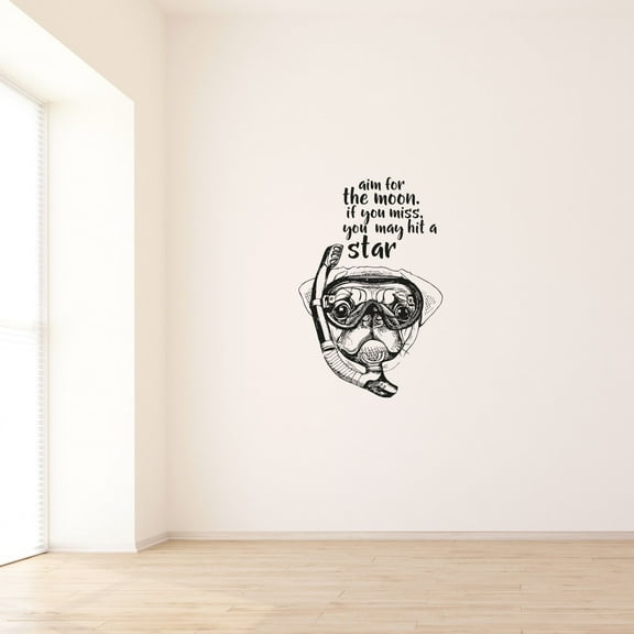 Aim For The Moon Life Quote Snorkeling Snorkel Diving Swimming Water Vinyl Design Wall Sticker Wall Art Wall Decal Boy Girl Kid Room Pool Area Bedroom Home Decor Stickers Decoration Size (40x24 inch)