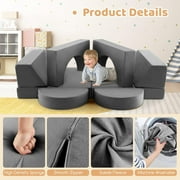 OLAKIDS Modular Kids Play Couch, 8PCS Toddler Sectional Sofa Building Fort for Playroom, Bedroom, Imaginative Convertible Floor Cushion, Foam Set for Boys and Girls (Grey)