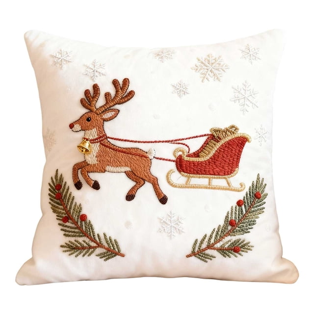 CaiYueKe Christmas Print Pillow Cover Linen Cushion Case Sofa Throw Pillowcase Decorative Home Decor Accent Pillow Cover Living Room Bedroom Decor