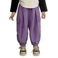thumbnail image 3 of Girls Capr𝐢s Kids Cargo Wide Leg Jogger Pants Baggy Drawstring Summer Active Casual Lightweight Cropped Sweatpants Pockets, 3 of 5