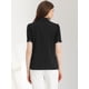 thumbnail image 4 of Camisa con botones para mujer 2023 Blusa de manga corta con ribete en contraste Negro S, 4 of 5