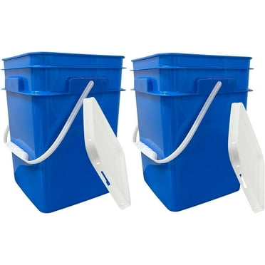 HElectQRIN 4 Gallon Square Plastic Bucket, Food Grade BPA Free containers, Made in USA, (Pack of 2)