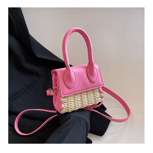Bolso de paja para mujer Mini bolso bandolera bolso de mano bolso de mano ratán de paja Ba