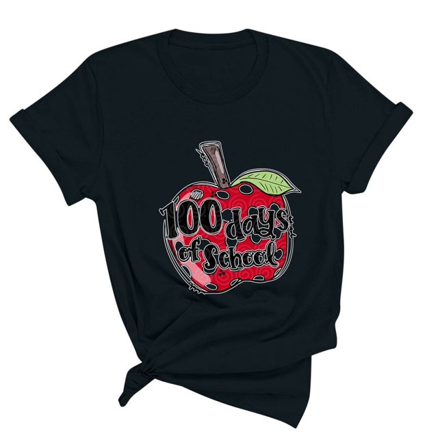Blusas de Manga Corta para las Mujeres Divertido Impreso Cuello Redondo Tee, Vintage Humor Gráfico Blusas de Primavera para las Mujeres