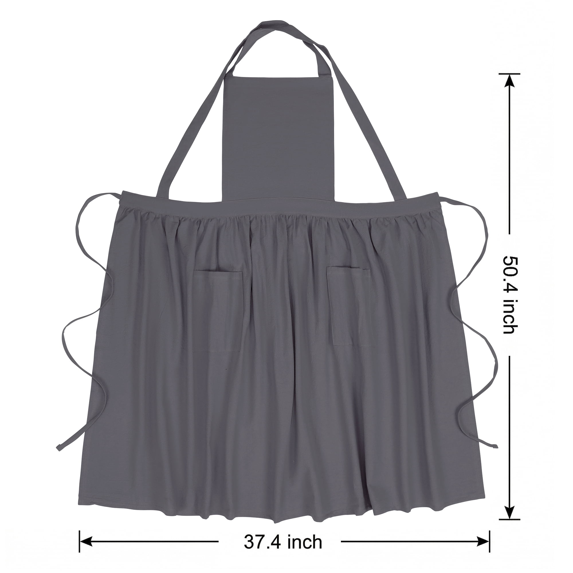 Unique Bargains Women's Kitchen Apron Long Waist Cooking Apron 37.4x50.4in Dark Gray
