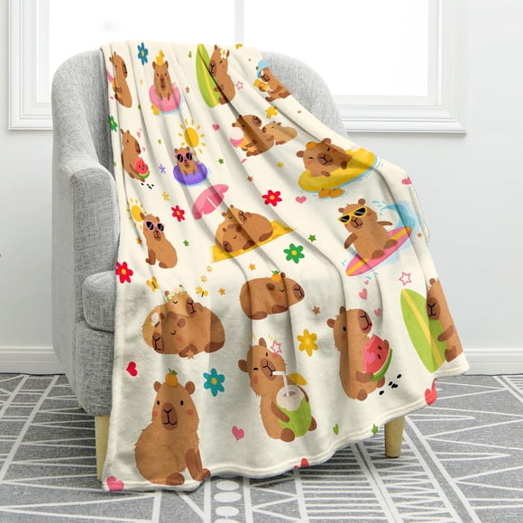Manta Jekeno Capibara de Peluche 127x152 cm Suave y Cálida