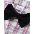 thumbnail image 6 of CARETOO Toddler Baby Boy Outfits 1-5T Short Sleeve Button Plaid Shirts Bowtie Suspender Shorts Formal Clothes Suits, 6 of 15