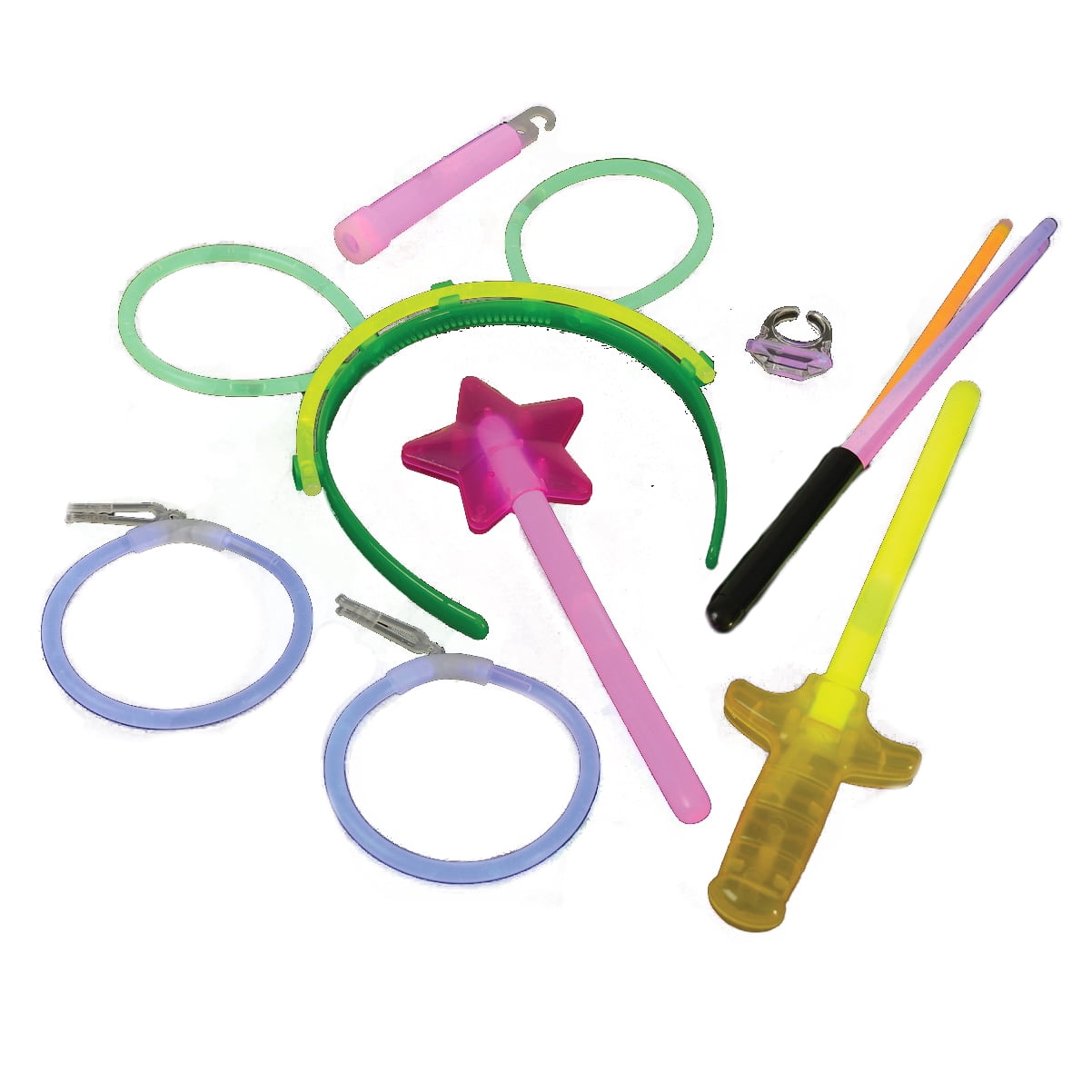 US Toy Glow-In-The-Dark Party Pack 200pc Glow Set, Assorted Colors
