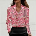 thumbnail image 3 of Women's Tops Dressy 2026 Trendy Satin Tops Cowl Neck Shirts Long Sleeve Teacher Clothes Office Business Outfits, 3 of 5