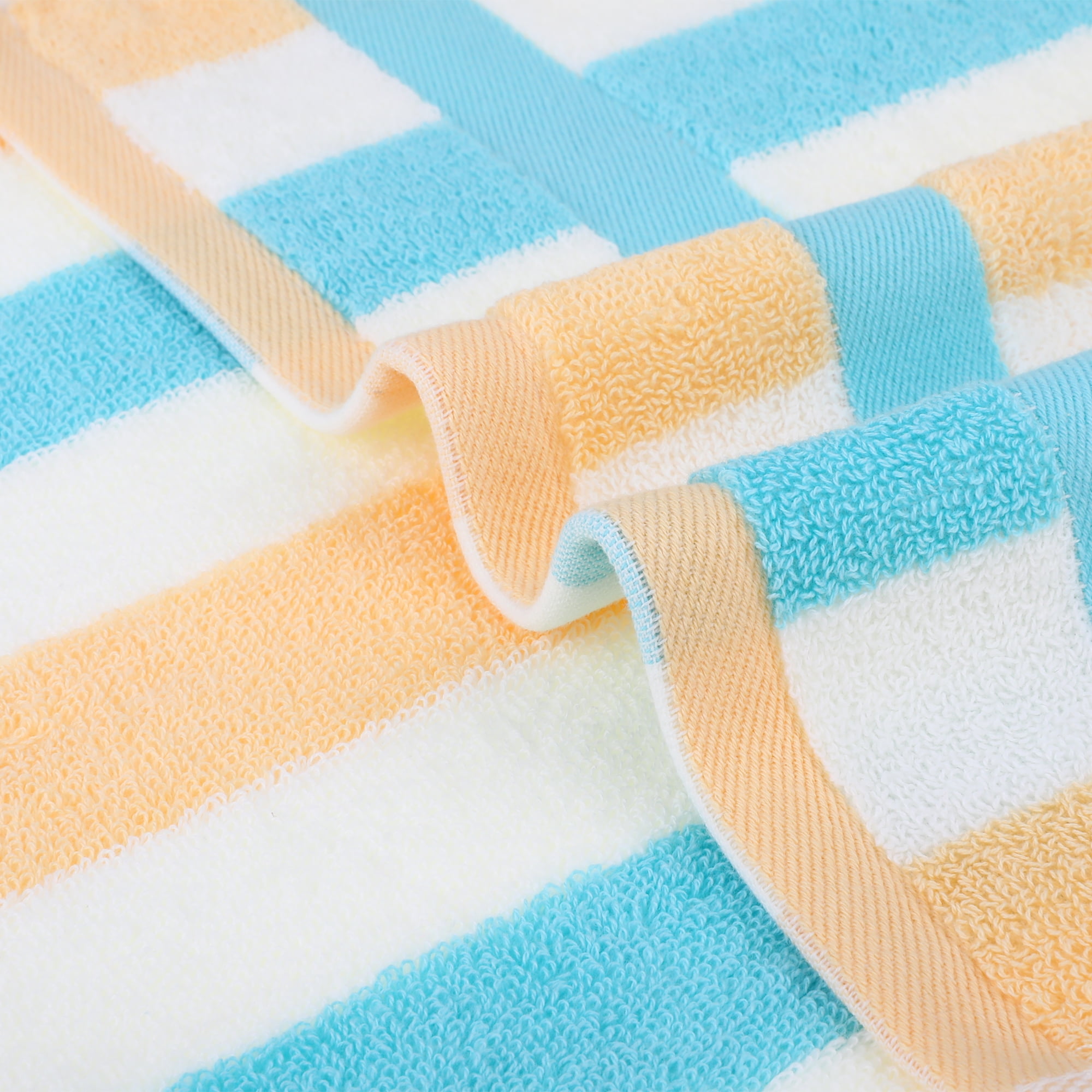 NOMADIC NOOK Hand Towels Set of 4 Striped Cotton Absorbent Soft Decorative Towel for Bathroom Blue Yellow 13" x 29"