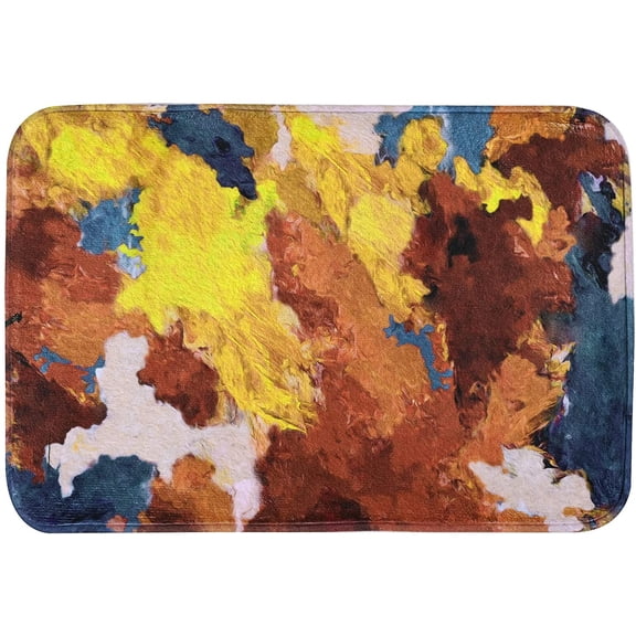 Yellow Bath Mat, Brown Bathroom Rugs, Abstract Bath Rugs, 24''''X16'''', Colorful Bathroom Rug, Oil Painting Yellow Bath Mats for Bathroom